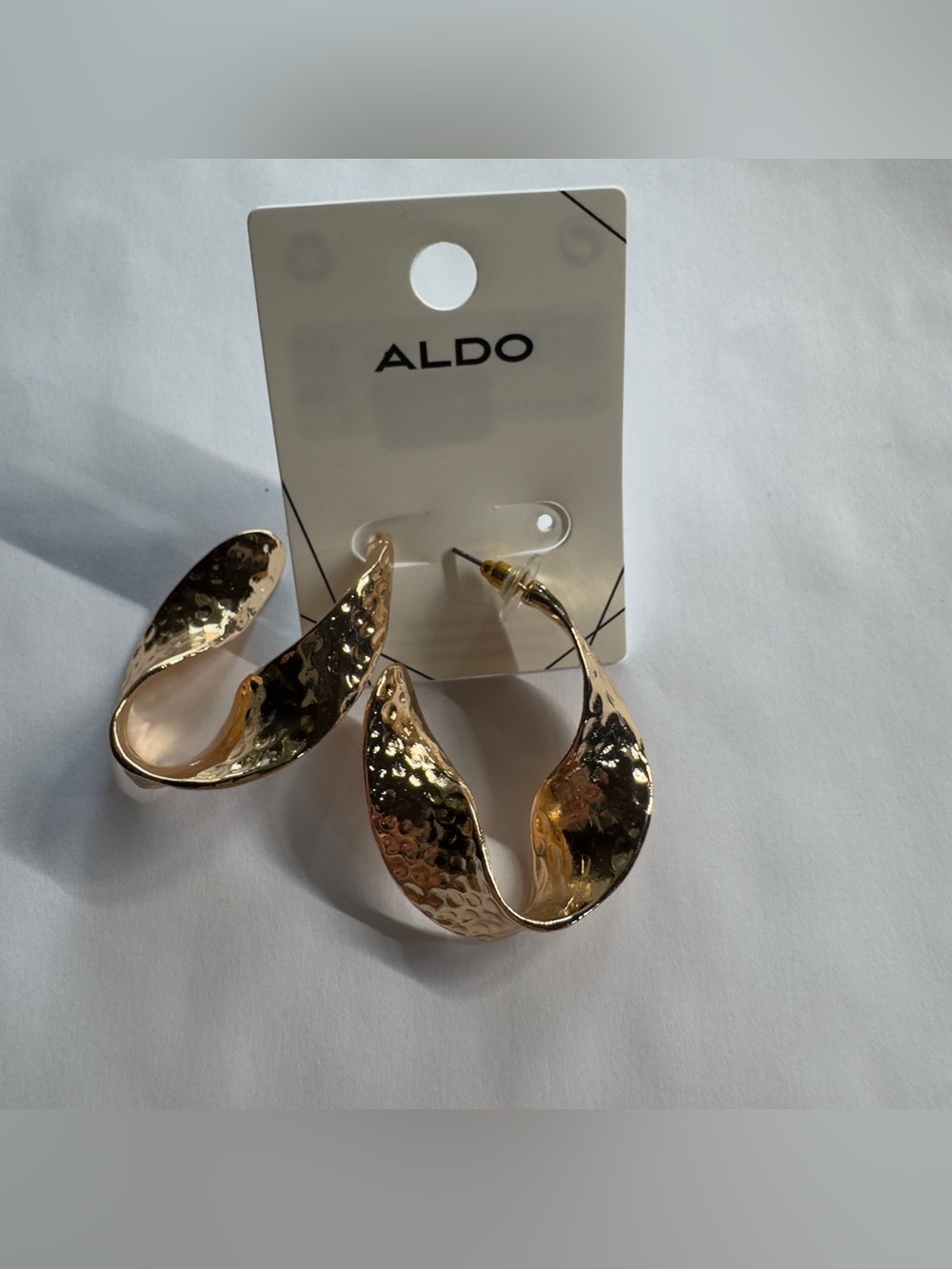 ALDO Gold Twisted Hammered Hoop Earrings